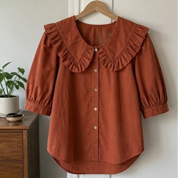None Tops - Cream Pleated Blouse
